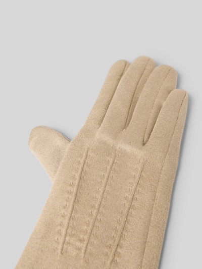 EEM Slim Fit Handschuhe mit Ziernähten Beige 3