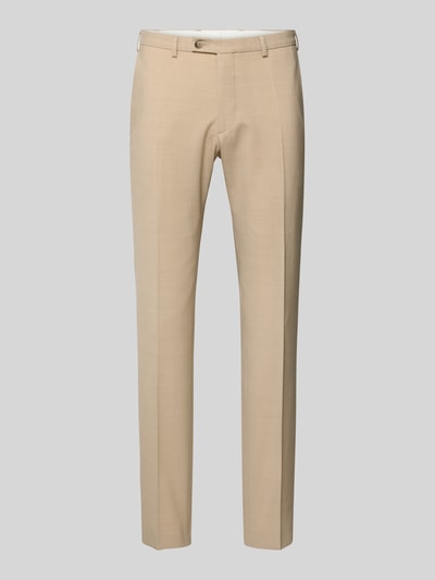 Productfoto, Anzughose aus Schurwoll-Mix mit Paspeltaschen am Gesäß van DIGEL in beige met regular fit, persvouwen, stretch, detailtextuur.