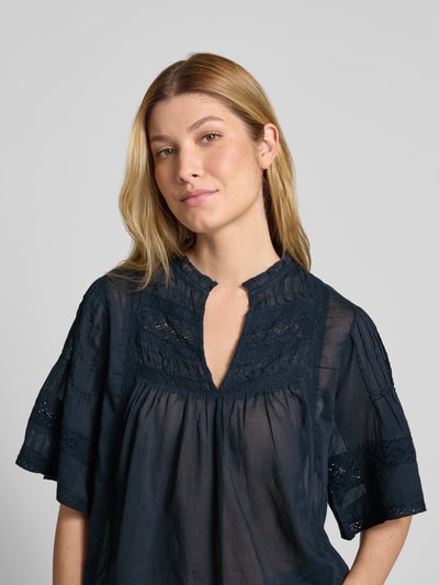 Neo Noir Bluzka o kroju relaxed fit z koronką szydełkową model ‘Siama’ Granatowy 3