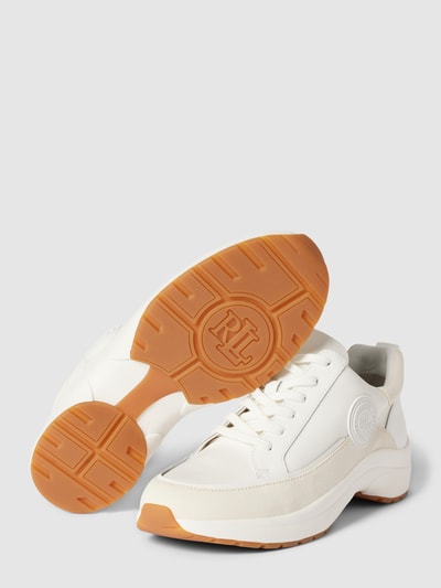 Lauren Ralph Lauren Sneakers met ton-sur-ton garnering, model 'REAGHAN' Offwhite - 4