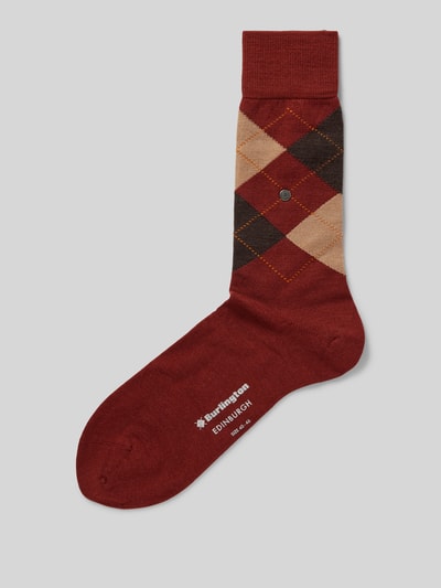 Burlington Socken aus Schurwoll-Mix mit Label-Detail Modell 'Edinburgh' Rostrot 1