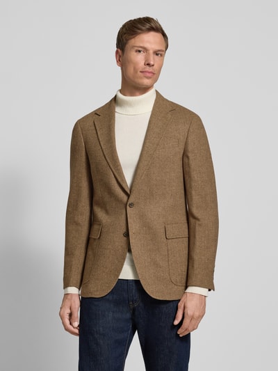 Polo Ralph Lauren Wollen colbert met klepzakken, model 'HERRINGBONE' Lichtbruin - 4