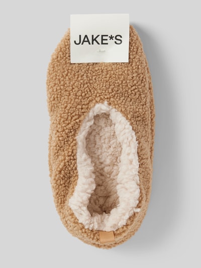 Jake*s Casual Huisschoenen met motiefstitching Beige - 3