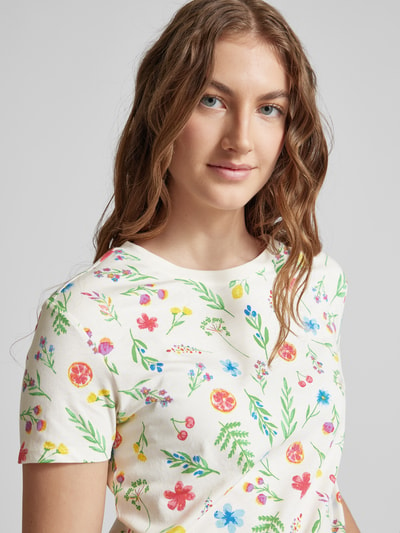 Jake*s Casual T-Shirt mit floralem Print Offwhite 3