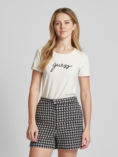 Guess T-shirt z nadrukiem z logo model ‘CARRIE’ Biały 4