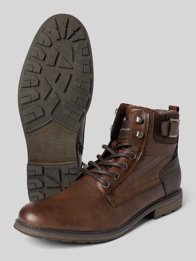 Tom Tailor Schnürstiefel in Lederoptik Modell 'MATHEO' Cognac 4