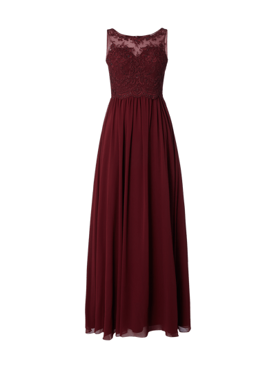 Laona Abendkleid mit Ziersteinen und floralen Stickereien Bordeaux 1