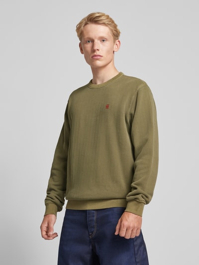 G-Star Raw Sweatshirt met labelstitching Olijfgroen - 4