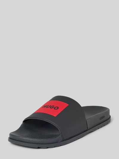 HUGO Slides mit Label-Print Modell 'Match' Black 1