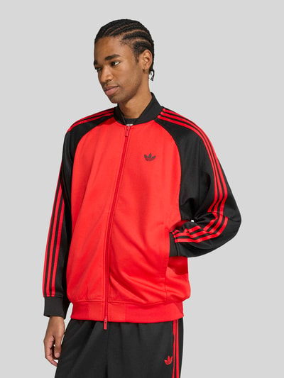 adidas Originals Relaxed Fit Sweatjacke mit Logo-Stitching und Zweiwege-Reißverschluss Rot 3