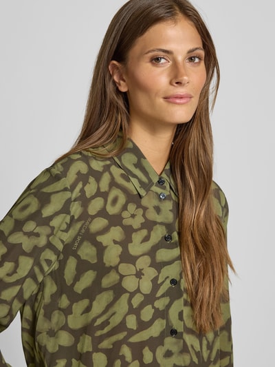Marc Cain Bluzka o kroju regular fit z wiskozy z tunelem Khaki 3