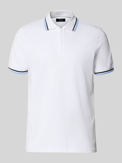 MCNEAL Slim Fit Poloshirt mit Kontraststreifen und Reißverschluss Weiss 2
