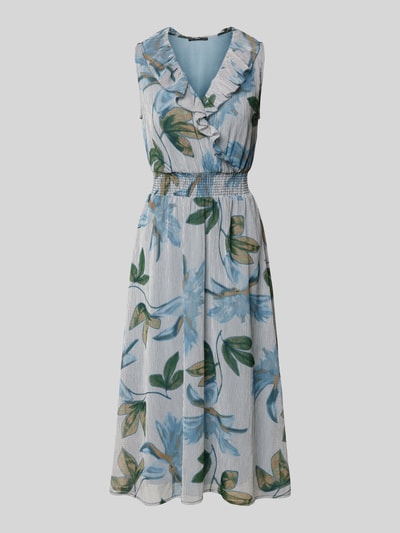 Zero Midikleid mit V-Ausschnitt und Volants Bleu 2