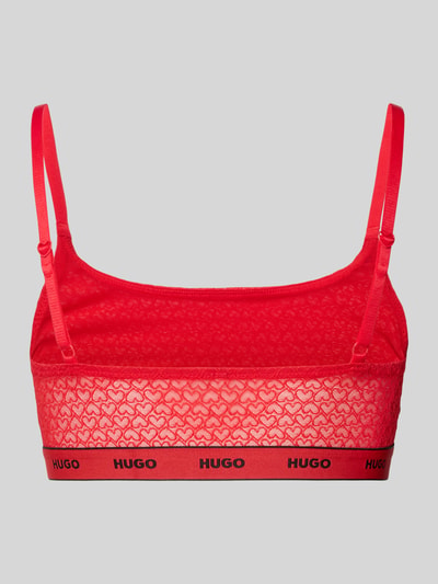 Produktfoto, Bralette mit Herz-Muster Modell 'VALENTINE BRALETTE' von HUGO, Optik:Allover-Muster, Label-Bund, Trägerform: Spaghettiträger, rotes Mesh.