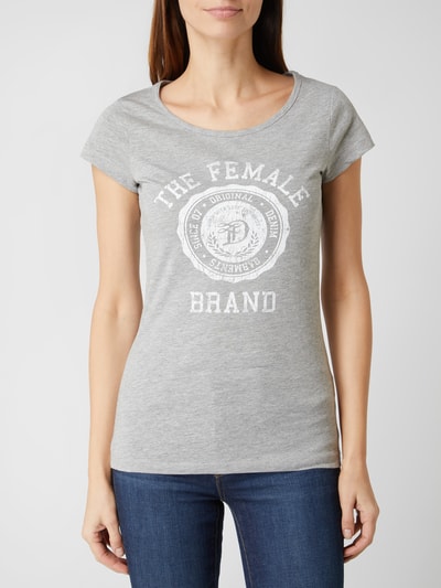 Tom Tailor Denim T-Shirt mit Logo-Print Hellgrau Melange 4