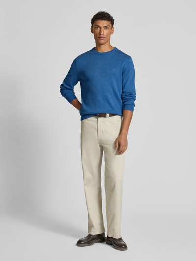 Christian Berg Men Gebreide pullover met ribboorden Jeansblauw gemêleerd - 1