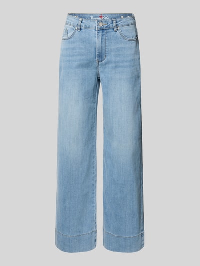 Produktfoto, Wide Leg Jeans mit Eingrifftaschen von Buena Vista aus Baumwoll-Mix mit Viskose-Anteil, helle Waschung, Knopf- und Reißverschluss, Bundweite 37 cm, Innenbeinlänge 76 cm, Damen Jeans