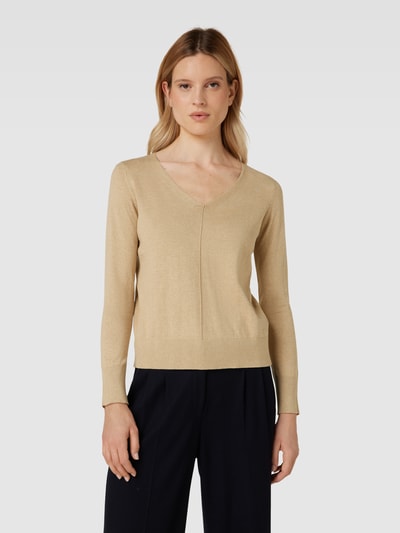 Esprit Strickpullover mit V-Ausschnitt Sand 4