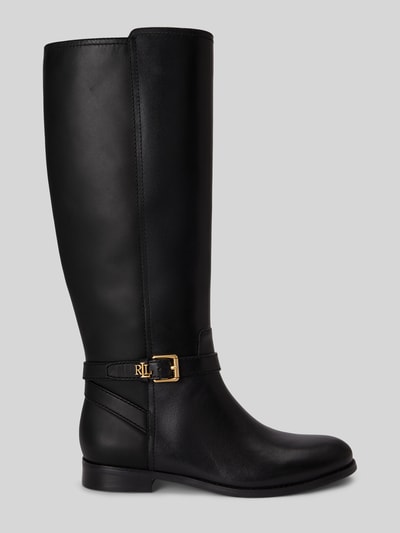 Lauren Ralph Lauren Kozaki z naturalnej skóry z detalem z logo Czarny 2