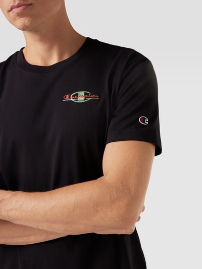 CHAMPION T-Shirt mit Label-Stitchings Black 3