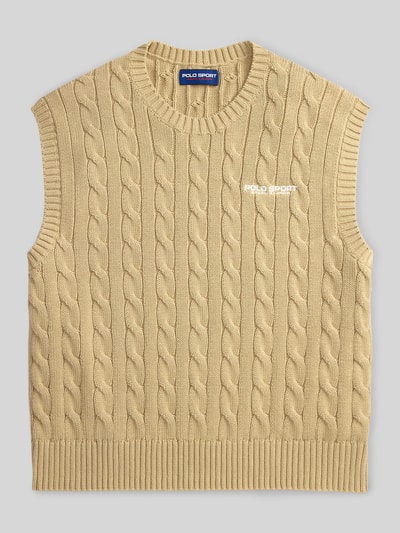 Produktfoto, Regular Fit Pullunder aus reiner Baumwolle von Polo Ralph Lauren, jednolity kolor, wzór warkoczowy, dzianina, crew neck, krój regular fit