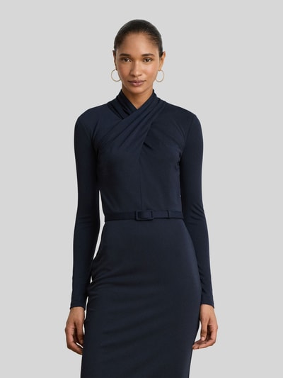 Lauren Ralph Lauren Midi-jurk met gedrapeerde wikkelcol Marineblauw - 1