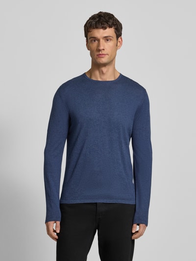 Christian Berg Men Strickpullover mit Rundhalsausschnitt Dunkelblau Melange 4