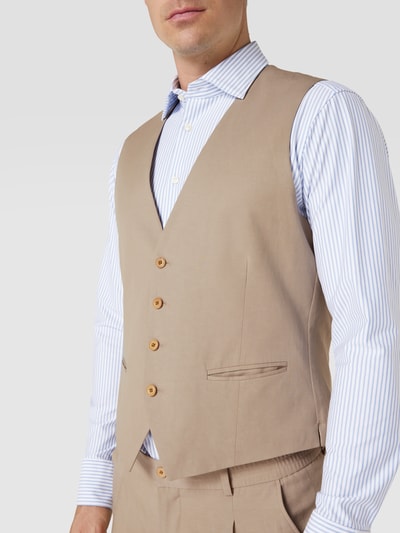 MCNEAL Slim fit gilet met paspelzakken, model 'Emil' Beige - 3