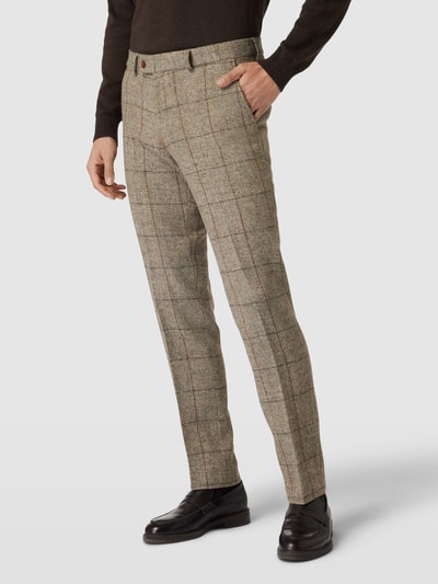 Carl Gross Stoffhose mit Gitterkaro Modell 'Shiver' Beige 4