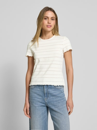 Jake*s Casual T-Shirt mit Muschelsaum Offwhite 4