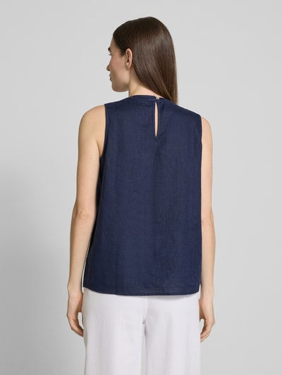 Emily Van den Bergh Relaxed fit linnen blousetop met ronde hals Marineblauw - 5