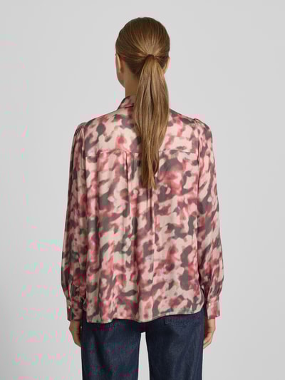 More & More Regular Fit Bluse aus reiner Viskose mit Zierschleife Pink 5