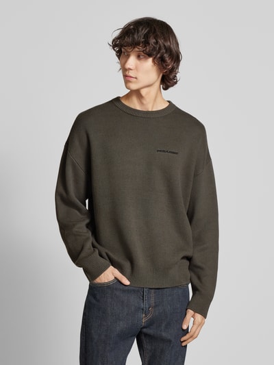 Pegador Oversized Strickpullover mit Label-Stitching Anthrazit 4