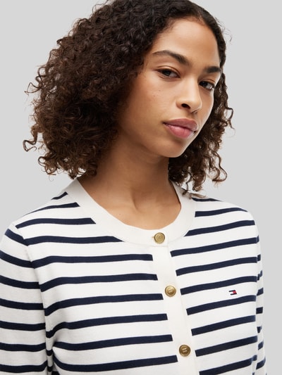Tommy Hilfiger Regular Fit Strickjacke aus Baumwoll-Mix mit goldenen Knöpfen Ecru 3