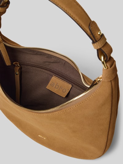 Produktfoto, Hobo Bag aus echtem Leder Modell 'NANA' von Abro in Braun, goldener Reißverschluss, Innenfach, strukturierte Oberfläche
