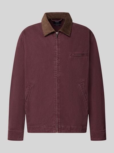 Produktfoto, Regular Fit Jacke aus reiner Baumwolle von MCNEAL in Bordeaux mit Cord-Umlegekragen, Reißverschluss, Taschen, reine Baumwolle