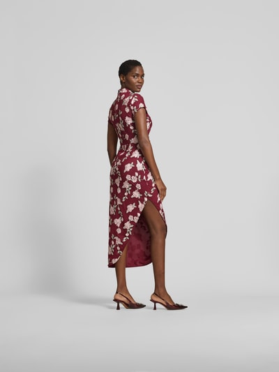 ROTATE Maxikleid mit floralem Allover-Stitching Rot 5