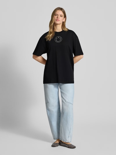 HUGO Blue Oversize'owy T-shirt z czystej bawełny Model 'Oversized_Tee_b_9' Czarny 1