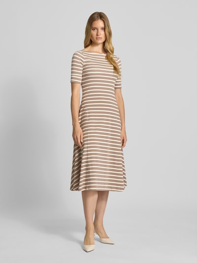 Lauren Ralph Lauren Midikleid mit U-Boot-Ausschnitt Modell 'MUNZIE' Taupe Melange 1