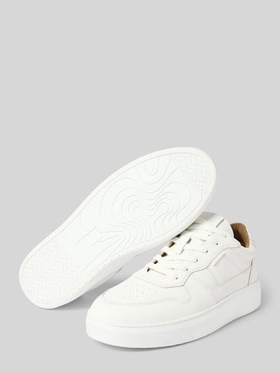 PS Poelman Ledersneaker mit Label-Detail Modell 'Enzo' Weiss 4