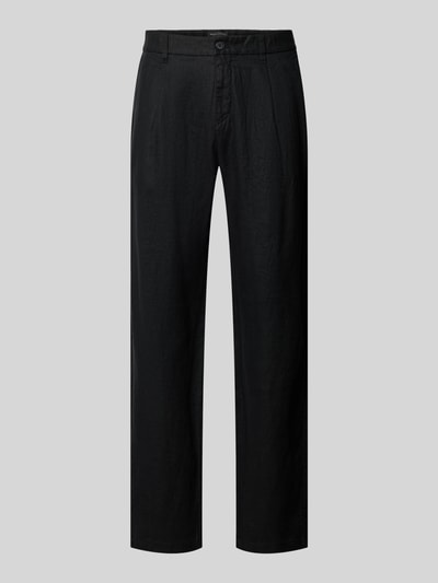 Produktfoto, Tapered Leinenhose mit Gürtelschlaufen Modell 'OSBY JOGGER' von Marc O'Polo, Optik: Unifarben, Bundfalte, seitliche Eingrifftaschen, Gesäßtaschen, Material: Leinen, glatt, schwarz