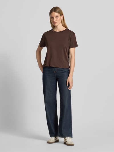 Jake*s Casual regular fit T-shirt van modalmix Donkerbruin - 1