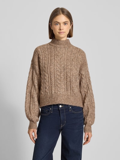 Only Regular Fit Strickpullover mit Woll-Anteil Modell 'LIDA' Sand Melange 4