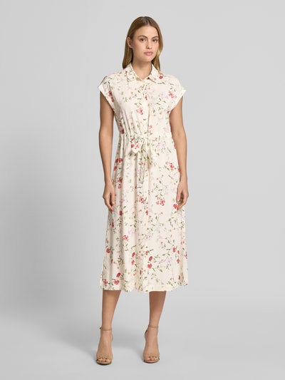 YAS Hemdblusenkleid mit Bindegürtel Modell 'ASINA' Offwhite 4