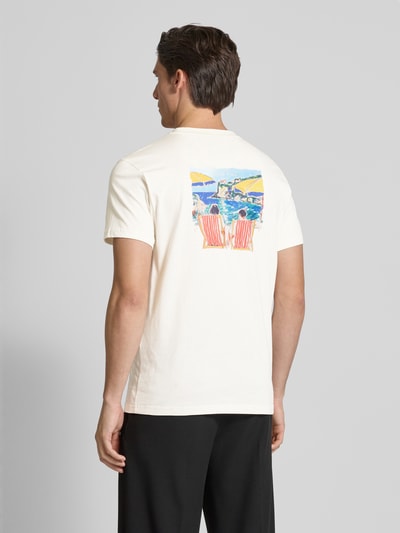 Manuel Ritz T-Shirt mit geripptem Rundhalsausschnitt Offwhite 5