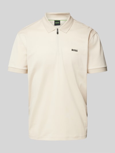 BOSS Green Koszulka polo z detalem z logo model ‘Philix’ Beżowy 2