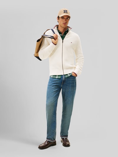 Tommy Hilfiger Regular Fit Strickjacke aus reiner Baumwolle Offwhite 1