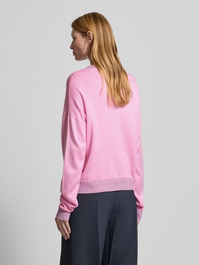 LIU JO SPORT Oversized gebreide pullover met ribboorden Felroze - 5