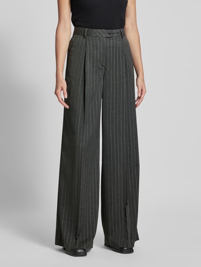 Liu Jo White Wide Leg Bundfaltenhose mit Gürtelschlaufen Dunkelgrau 4