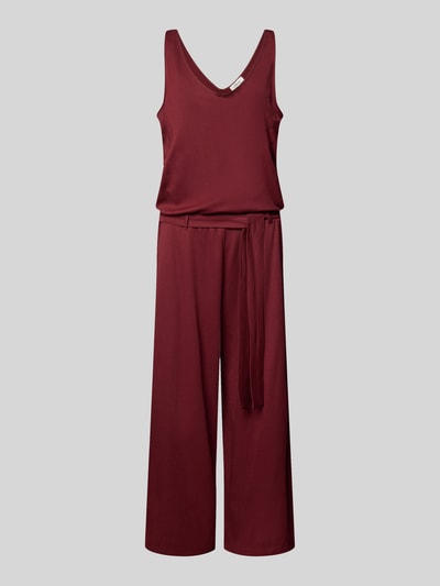 s.Oliver RED LABEL regular fit jumpsuit met strikceintuur van katoenmix Bordeaux - 2